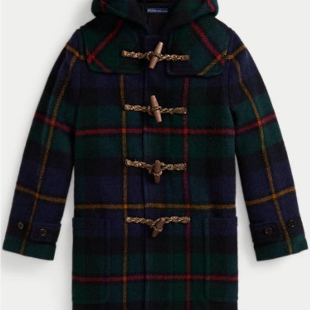 Polo by Ralph Lauren Plaid Duffle coat new with tags boys size 18 XL